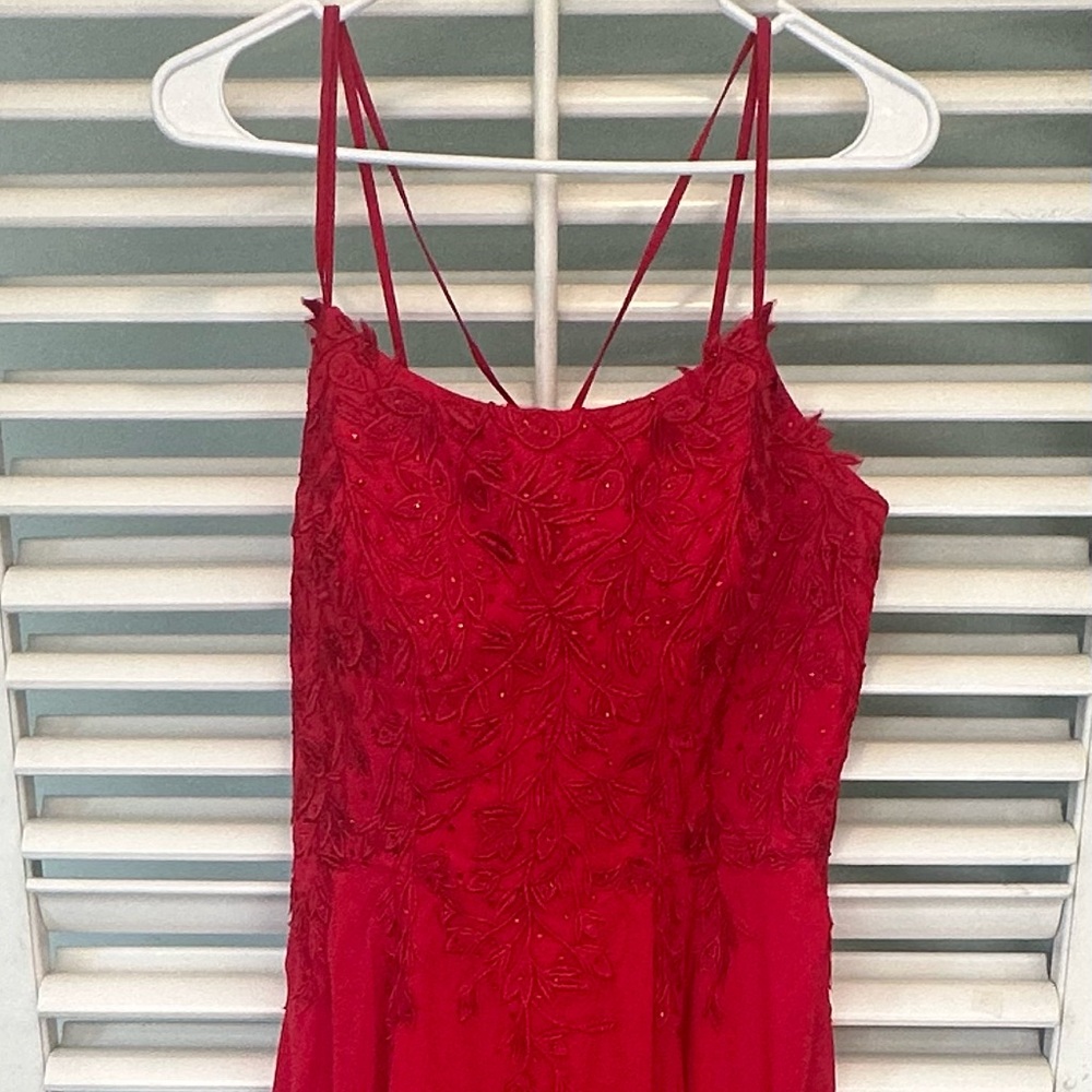 Dave & Johnny Red Beaded Maxi Dress